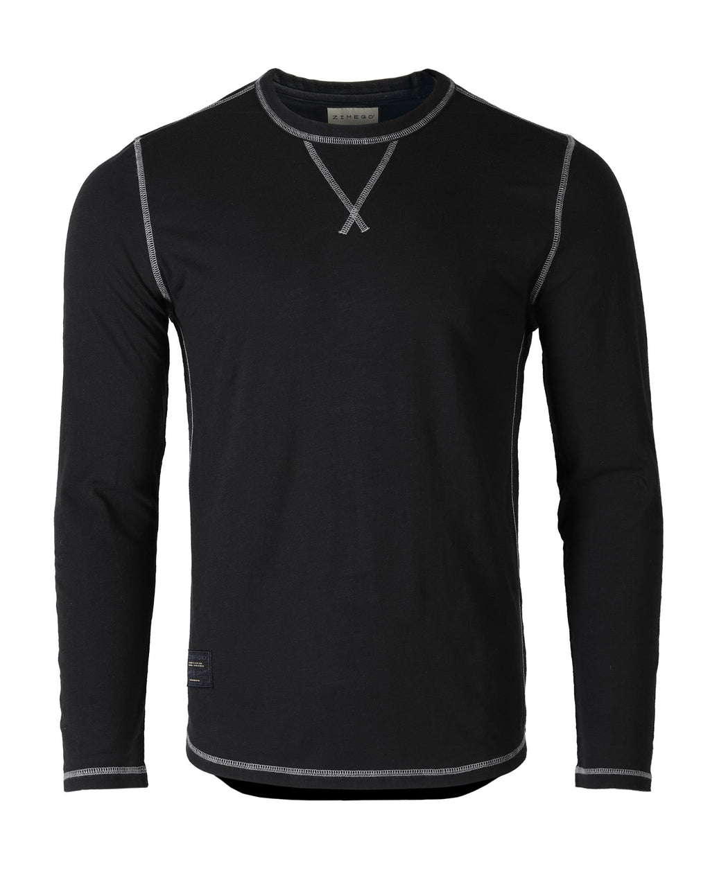 Signature Classic Long Sleeve Crew Neck T-Shirt for Men - Black