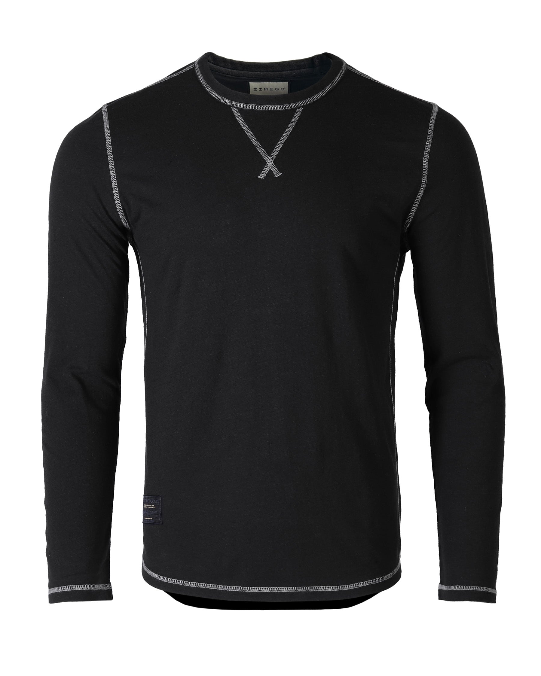 Signature Classic Long Sleeve Crew Neck T-Shirt for Men - Black