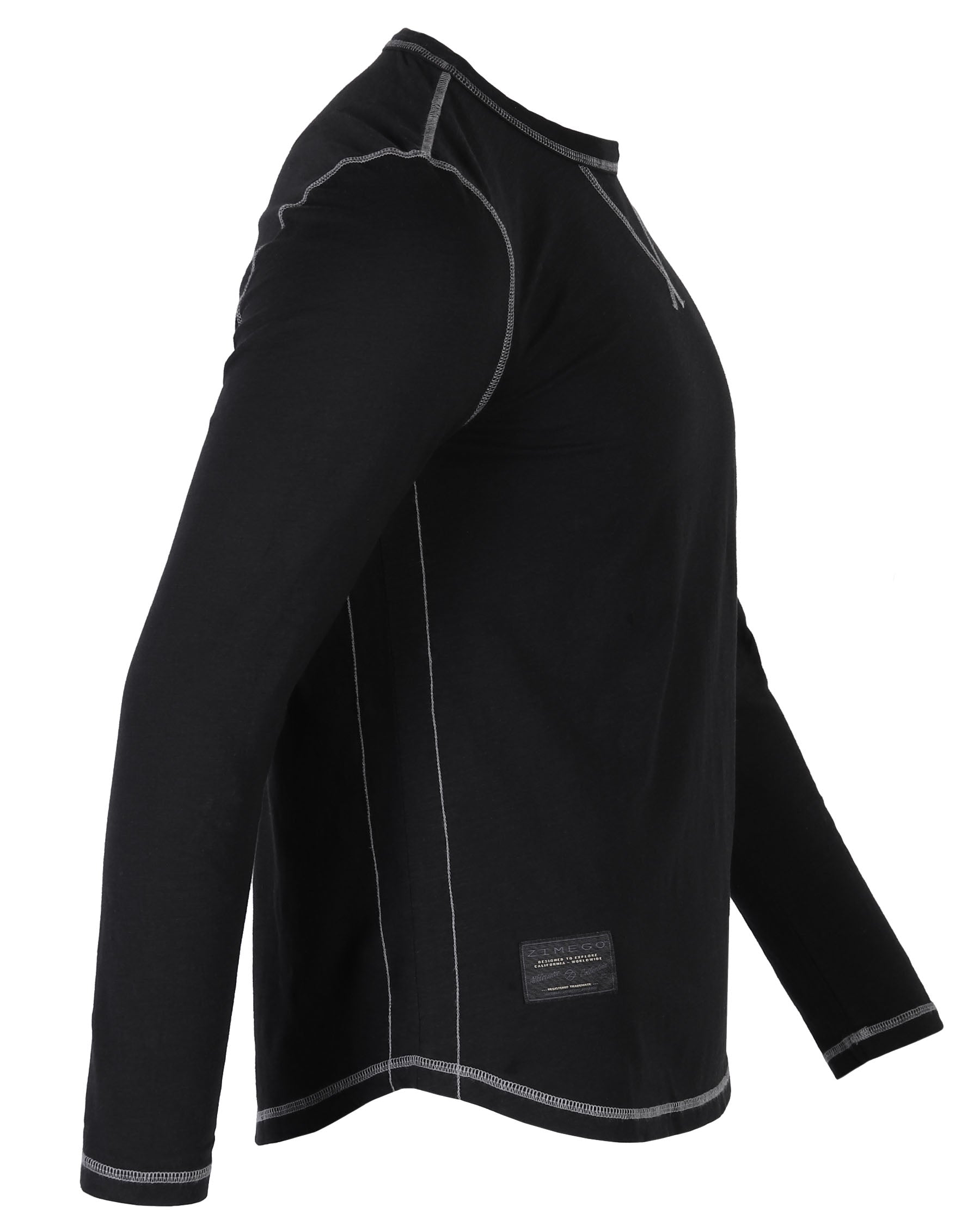 Signature Classic Long Sleeve Crew Neck T-Shirt for Men - Black