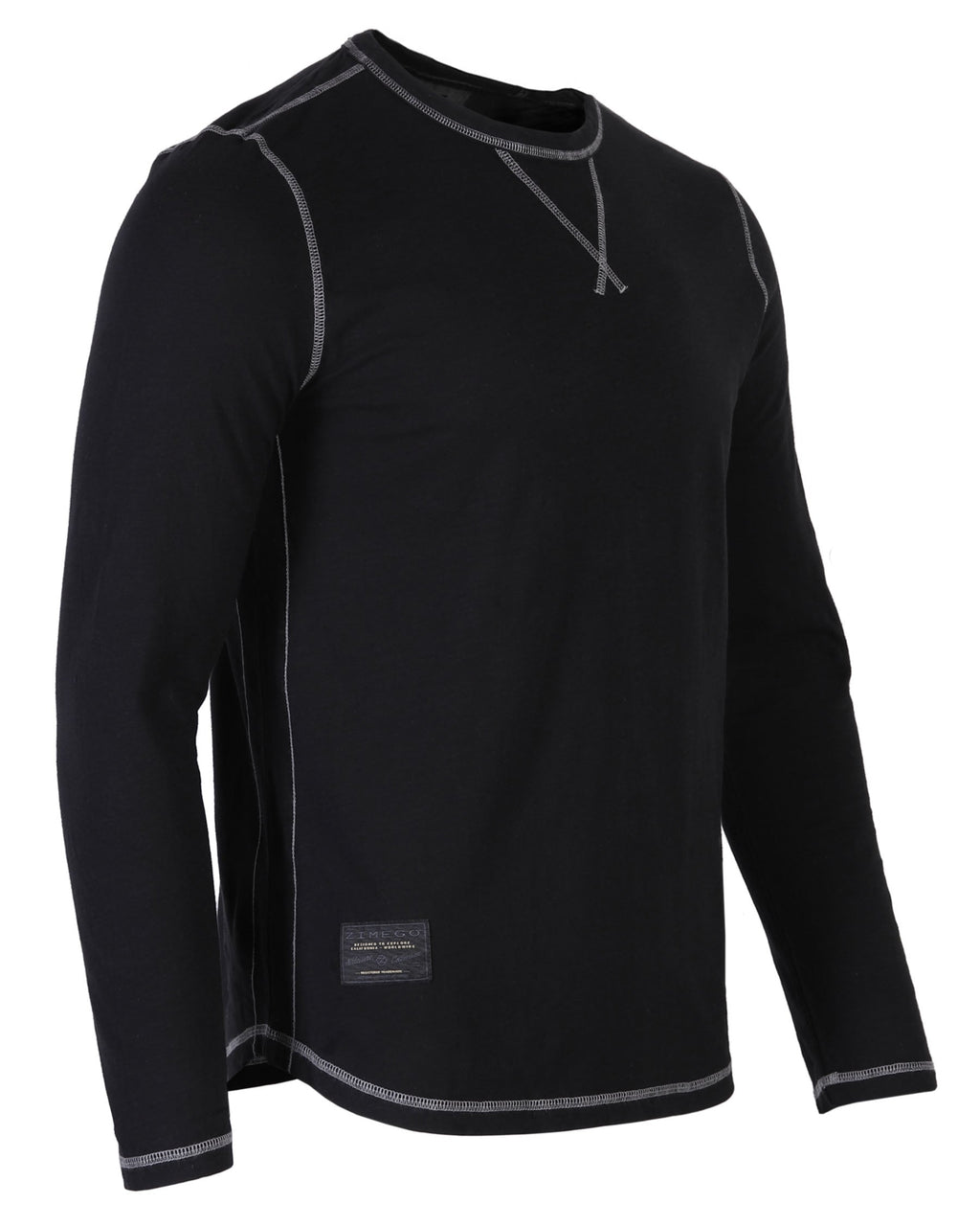Signature Classic Long Sleeve Crew Neck T-Shirt for Men - Black