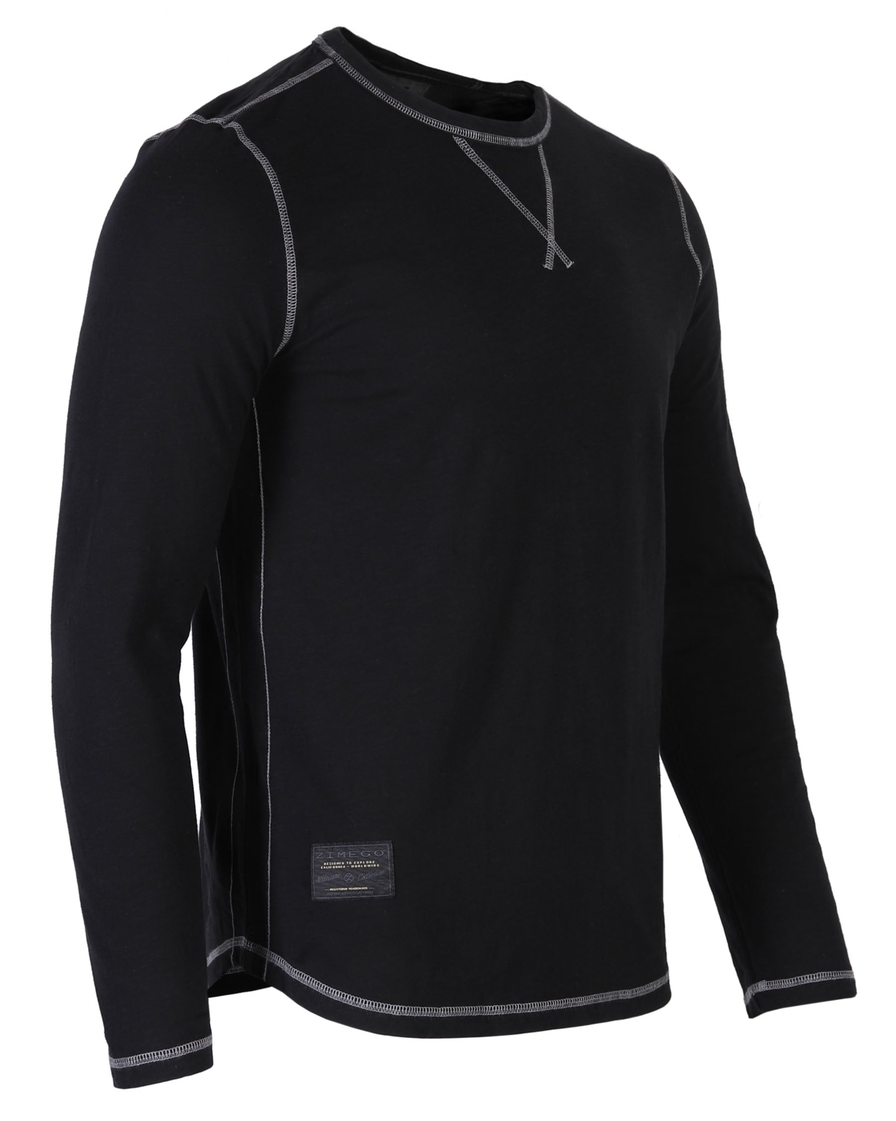 Signature Classic Long Sleeve Crew Neck T-Shirt for Men - Black