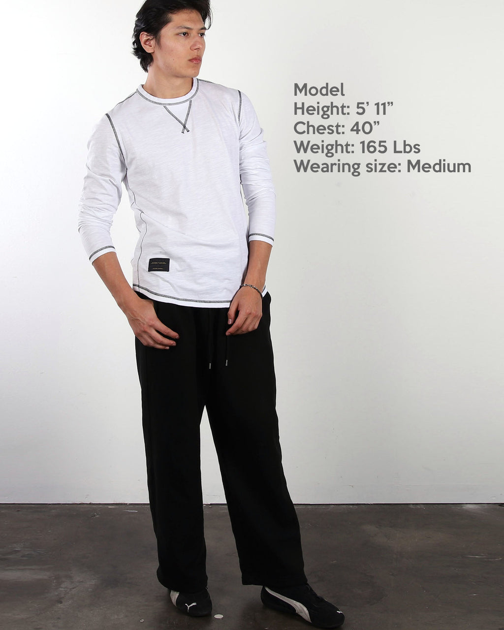 Signature Classic Long Sleeve Crew Neck T-Shirt for Men - White