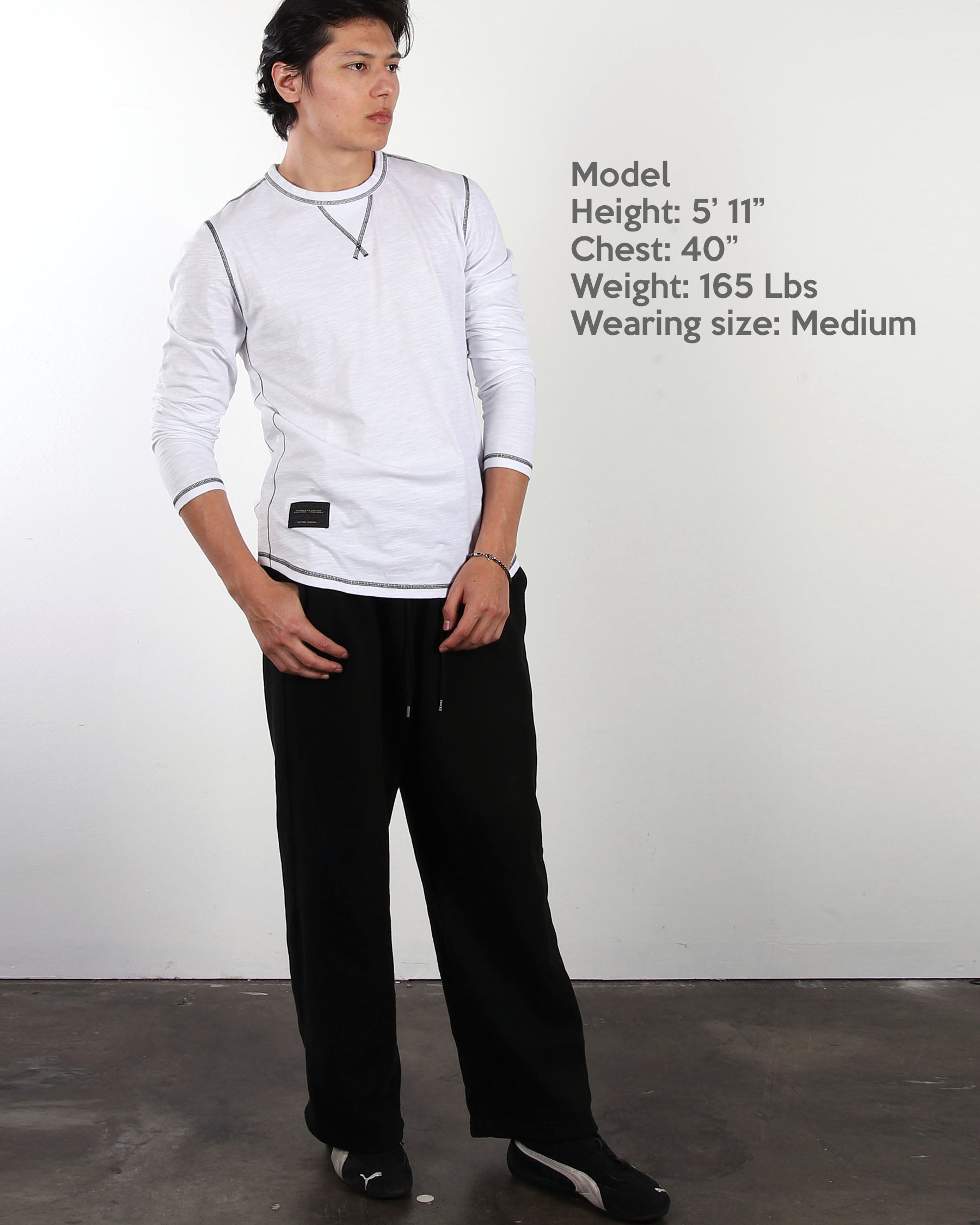 Signature Classic Long Sleeve Crew Neck T-Shirt for Men - White