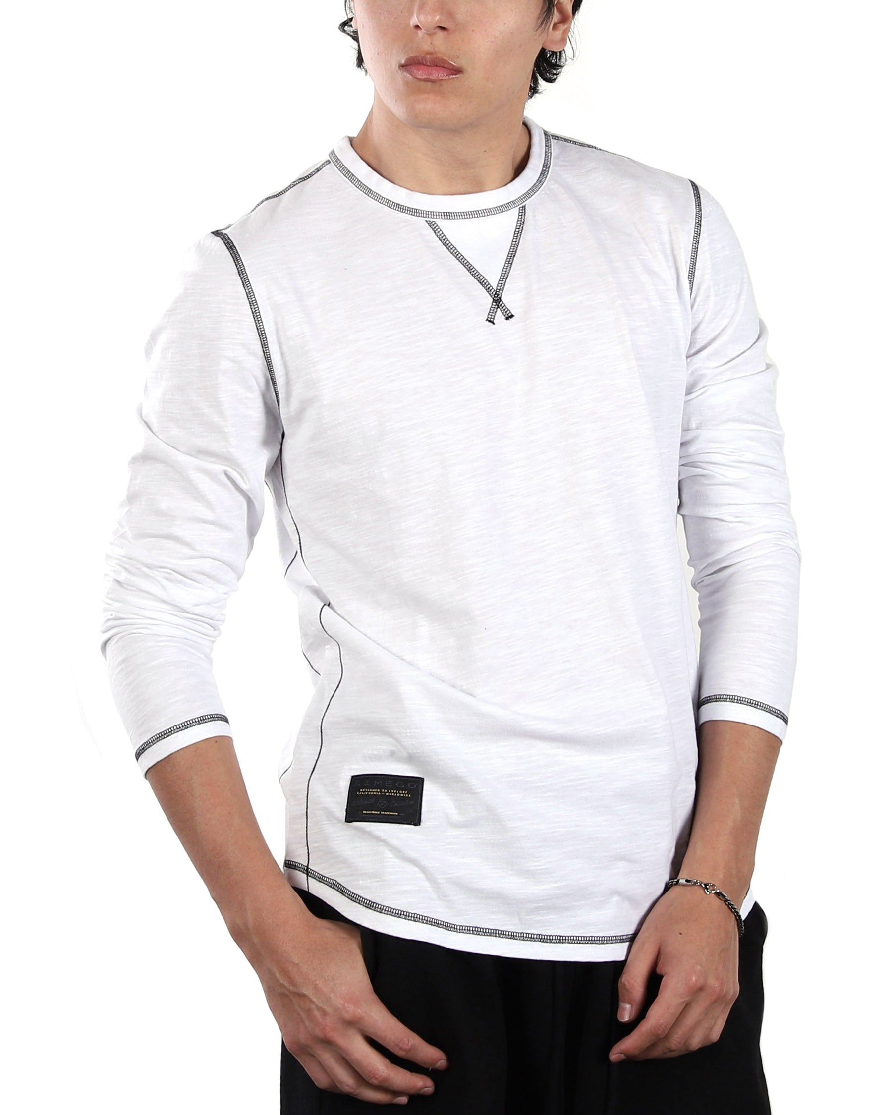 Signature Classic Long Sleeve Crew Neck T-Shirt for Men - White