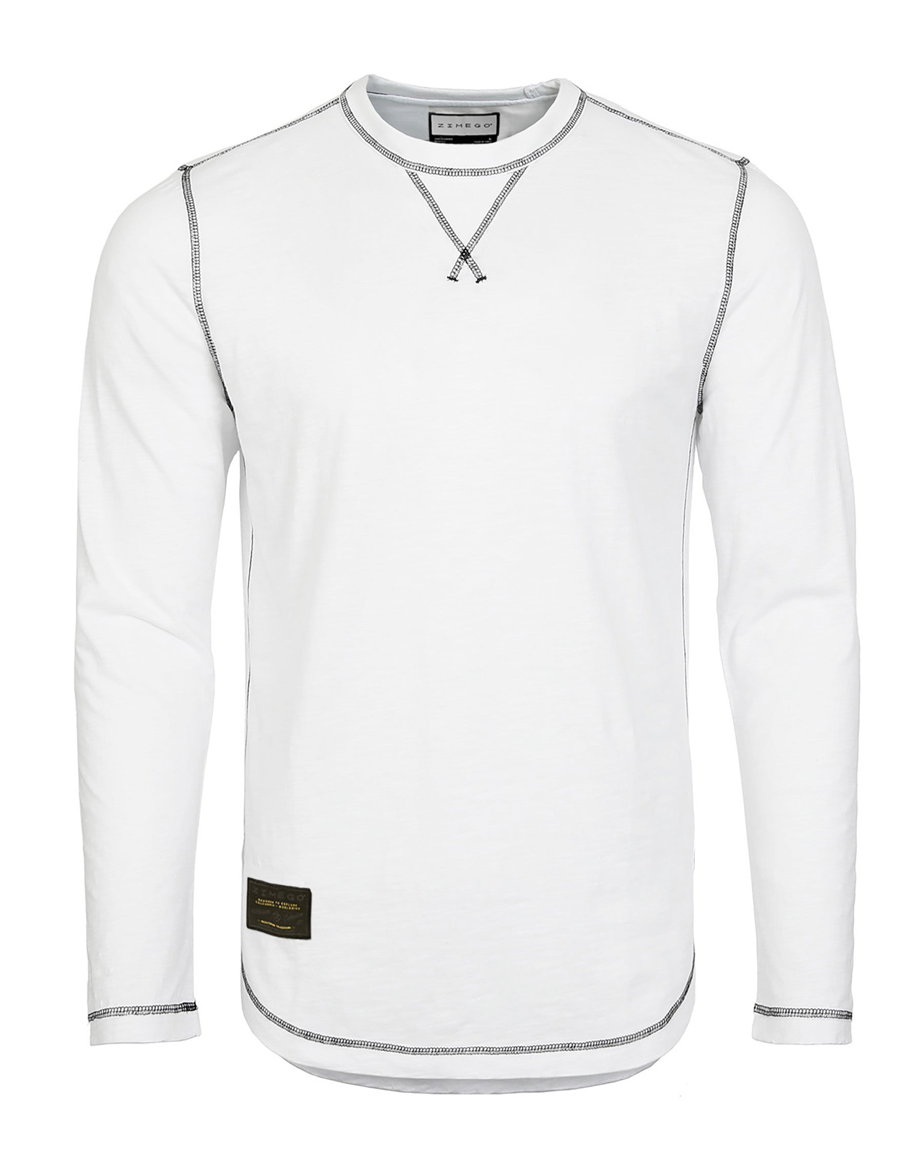 Signature Classic Long Sleeve Crew Neck T-Shirt for Men - White